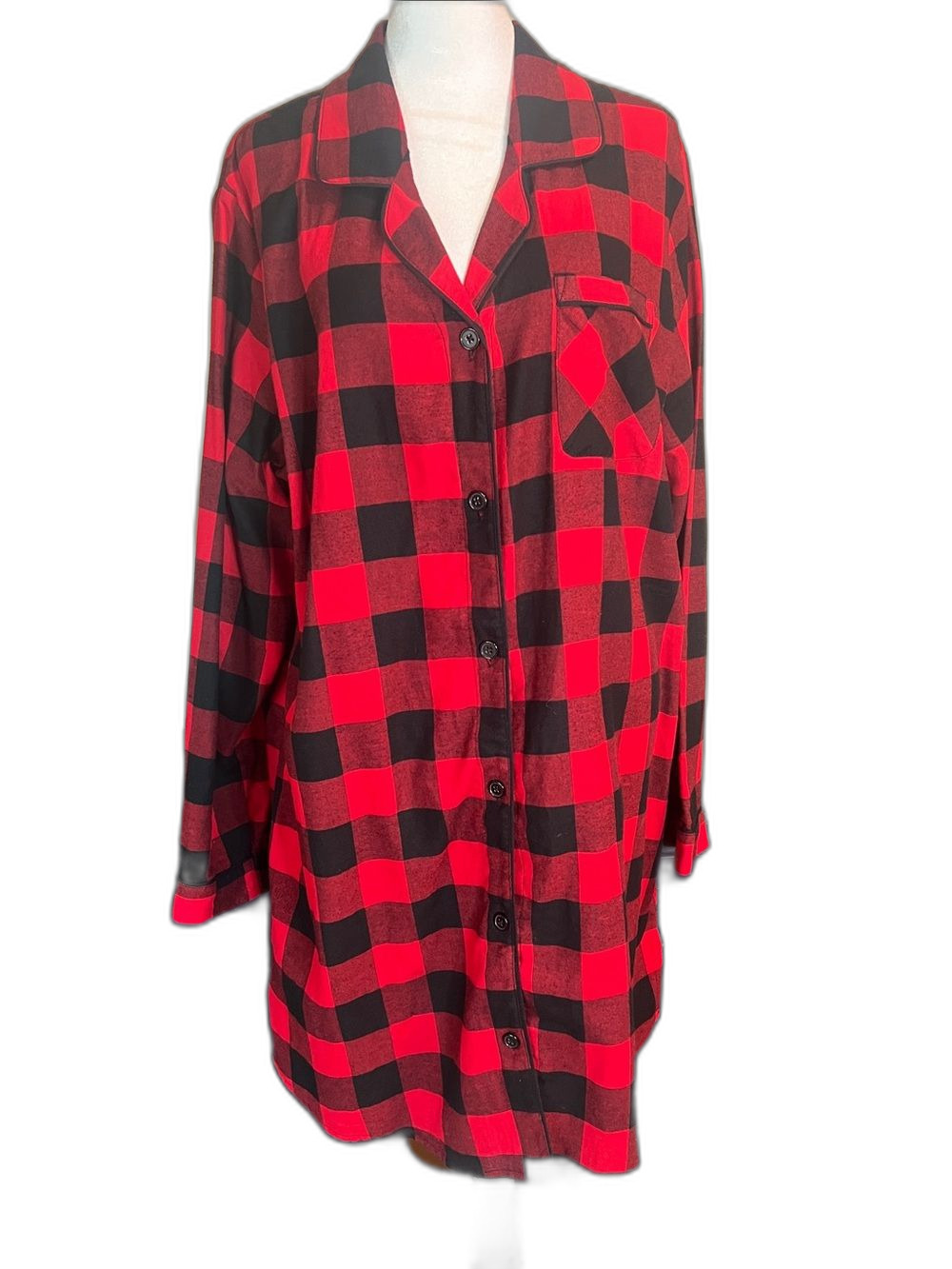 Wondershop Red and Black Buffalo Plaid Button-Front Sleep Shirt Size XXL